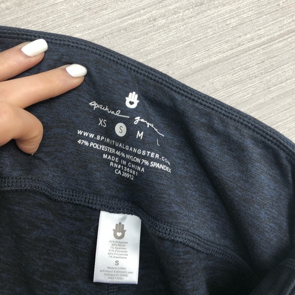 Spiritual Gangster Blue Workout Leggings w/ stripe - Picture 5 of 7